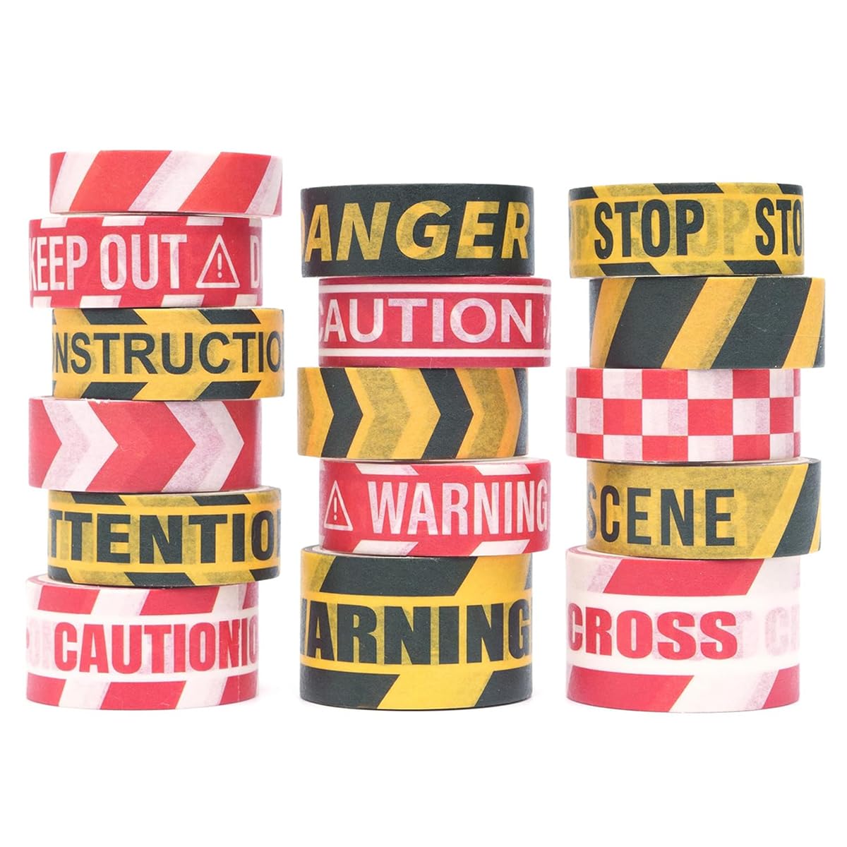 HASTHIP 16 Rolls Caution Line Washi Tape Set - 8 Unique Red & Yellow Warning Washi Tapes for DIY Crafts, Journals, Planners, Scrapbooks, and Wall Decoration HASTHIP 16 Rolls Caution Line Washi Tape Set - 8 Unique Red & Yellow Warning Washi Tapes for DIY Crafts, Journals, Planners, Scrapbooks, and Wall Decoration